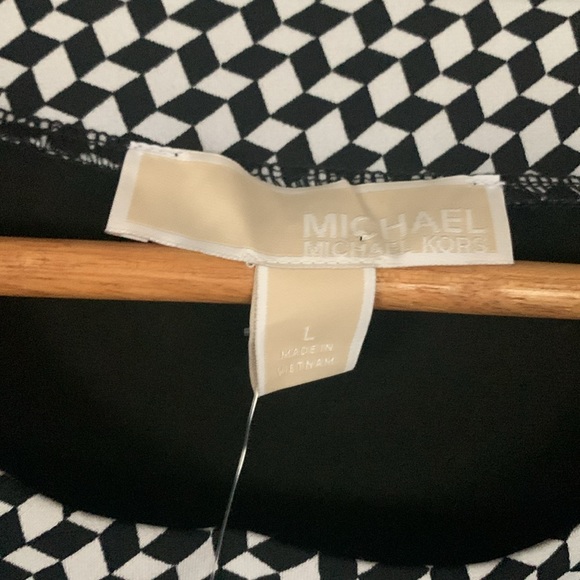 Michael Kors women’s black long sleeve dress with whiteblack checked details NWT - Picture 4 of 11